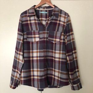 MAURICES Purple and Gold Plaid Flannel - M